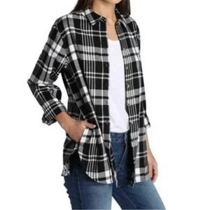 Flannel Long Sleeve Shirt Size XL Black and White
